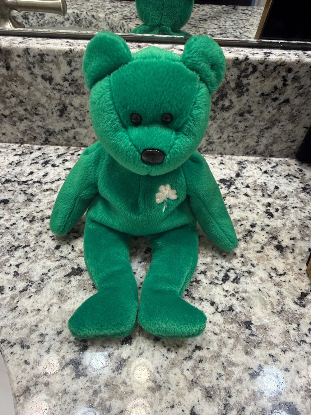 Ty Green Plush Bear with Shamrock Accent